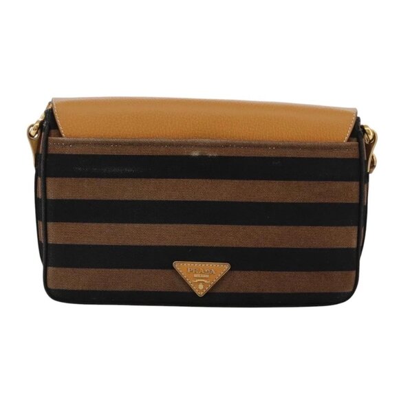 PRADA Shoulder Bag Canvas Brown Gold Auth - Picture 2 of 16